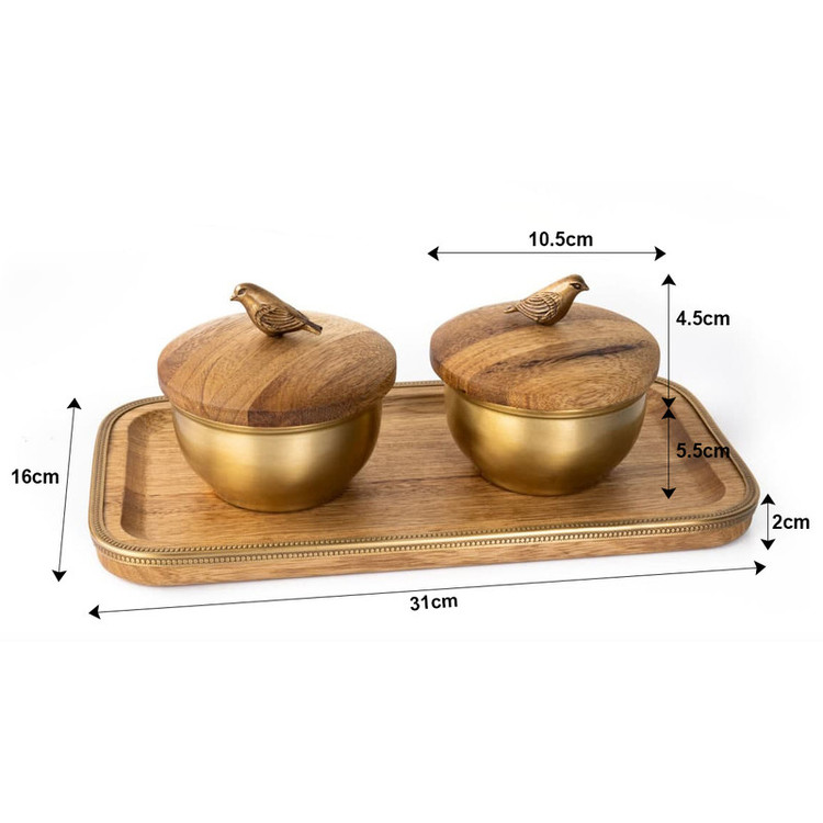 قندان گلد کیش مدل برد کد GK829476 بسته 2 عددی به همراه سینی