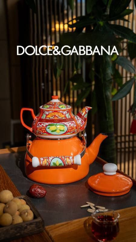 کتری لعابی و قوری چینی برند DOLCE & GABBANA