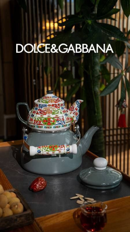 کتری لعابی و قوری چینی برند DOLCE & GABBANA