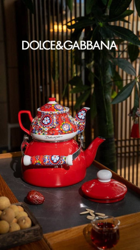 کتری لعابی و قوری چینی برند DOLCE & GABBANA
