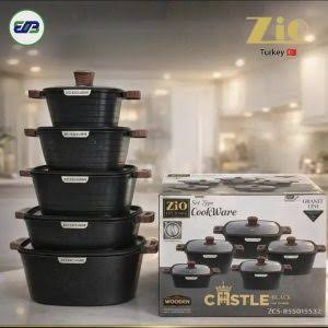 سرویس قابلمه ۱۰ پارچه گرانیتی مربع زیو مدل ZCS_8300
